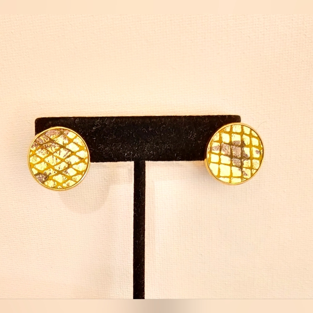 Bronze and gold tone, stud earrings.